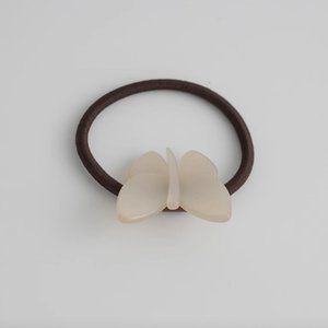 Cute Beige Butterfly Shape Elastic Hair Band, Minimalist Girls Ponytail Holder
